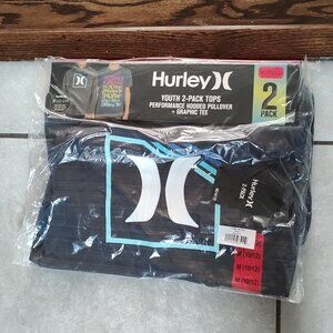 New! 2-Pack Hurley Youth Lightweight Hoodie & Tee Kangaroo Pockets Crewneck NWT!